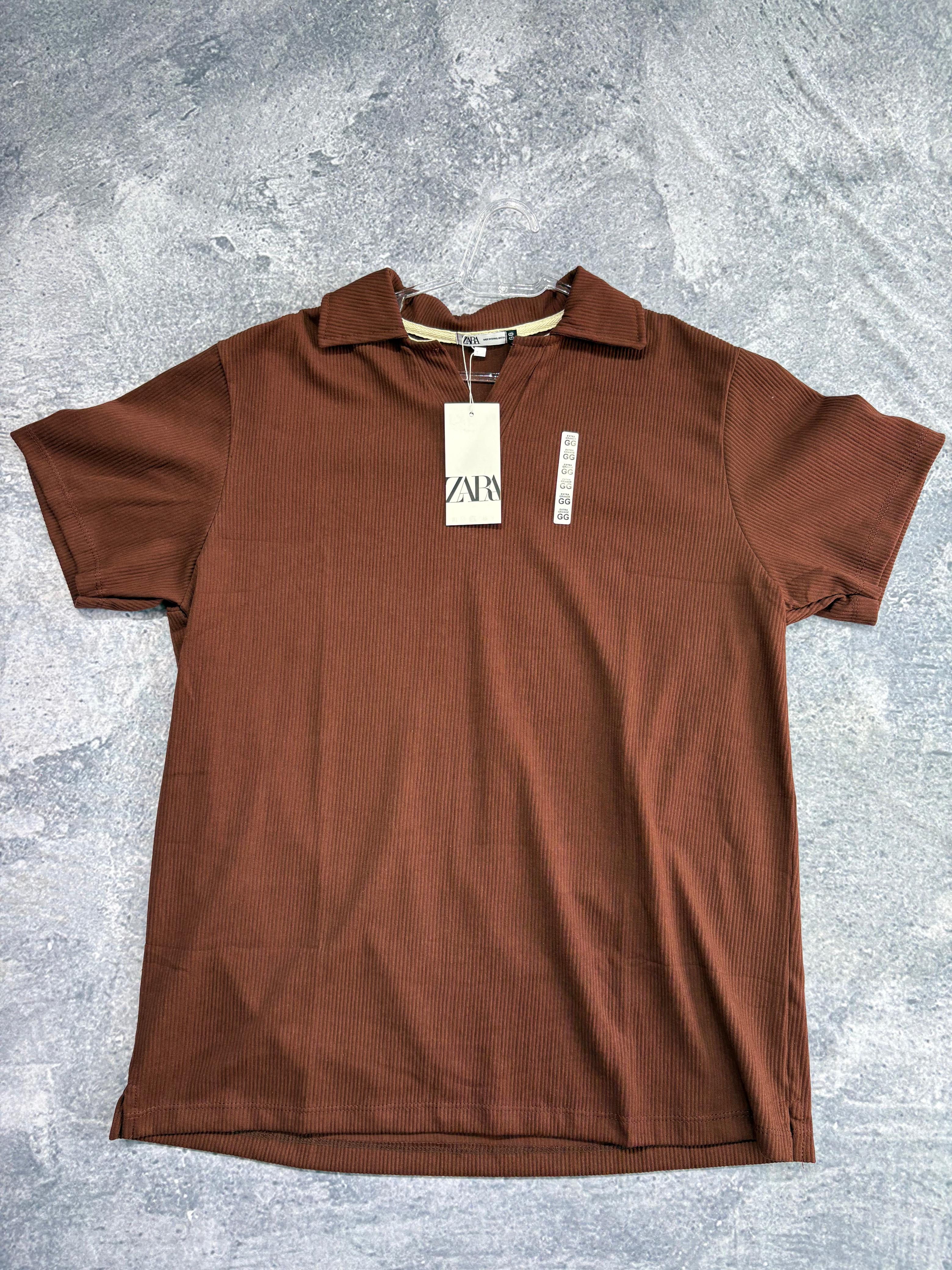 CAMIZETA ZARA GOLA V terracota