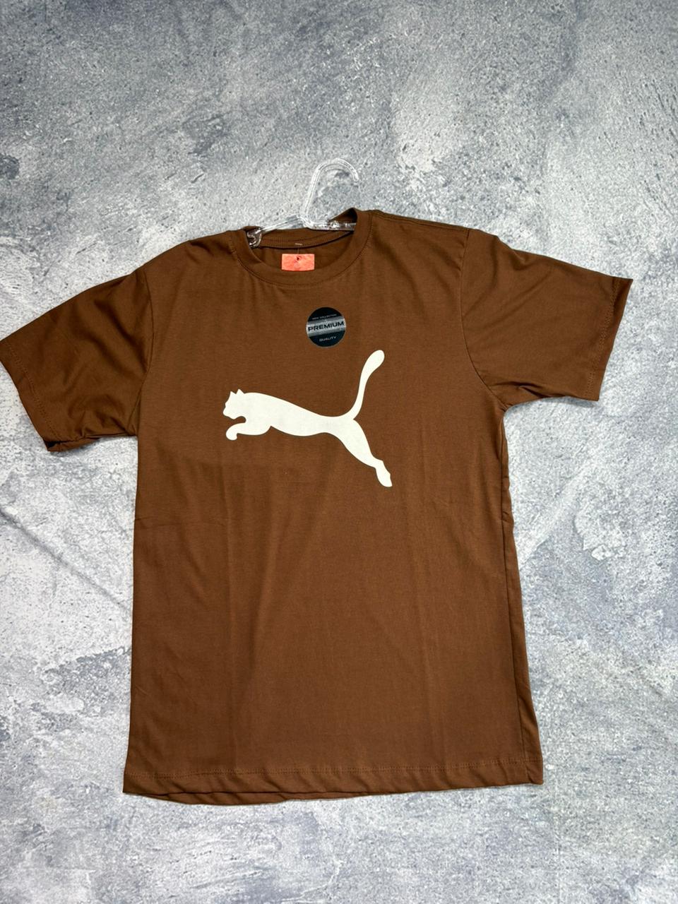 CAMISETA MALHA PREMIUM PUMA • 30.1 PENTEADA \& LAVADA marrom
