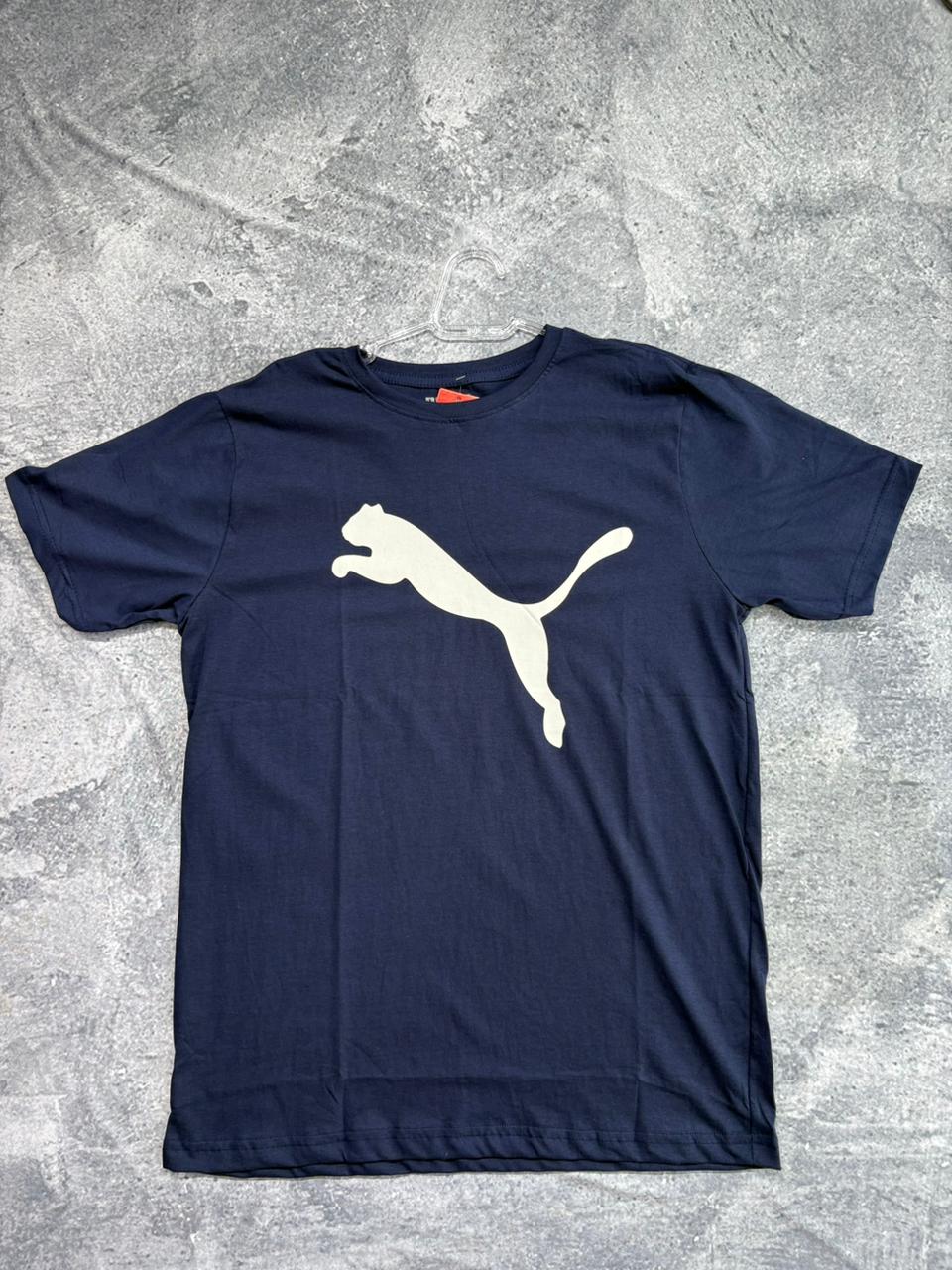 CAMISETA MALHA PREMIUM PUMA • 30.1 PENTEADA \& LAVADA AZUL MARINHO
