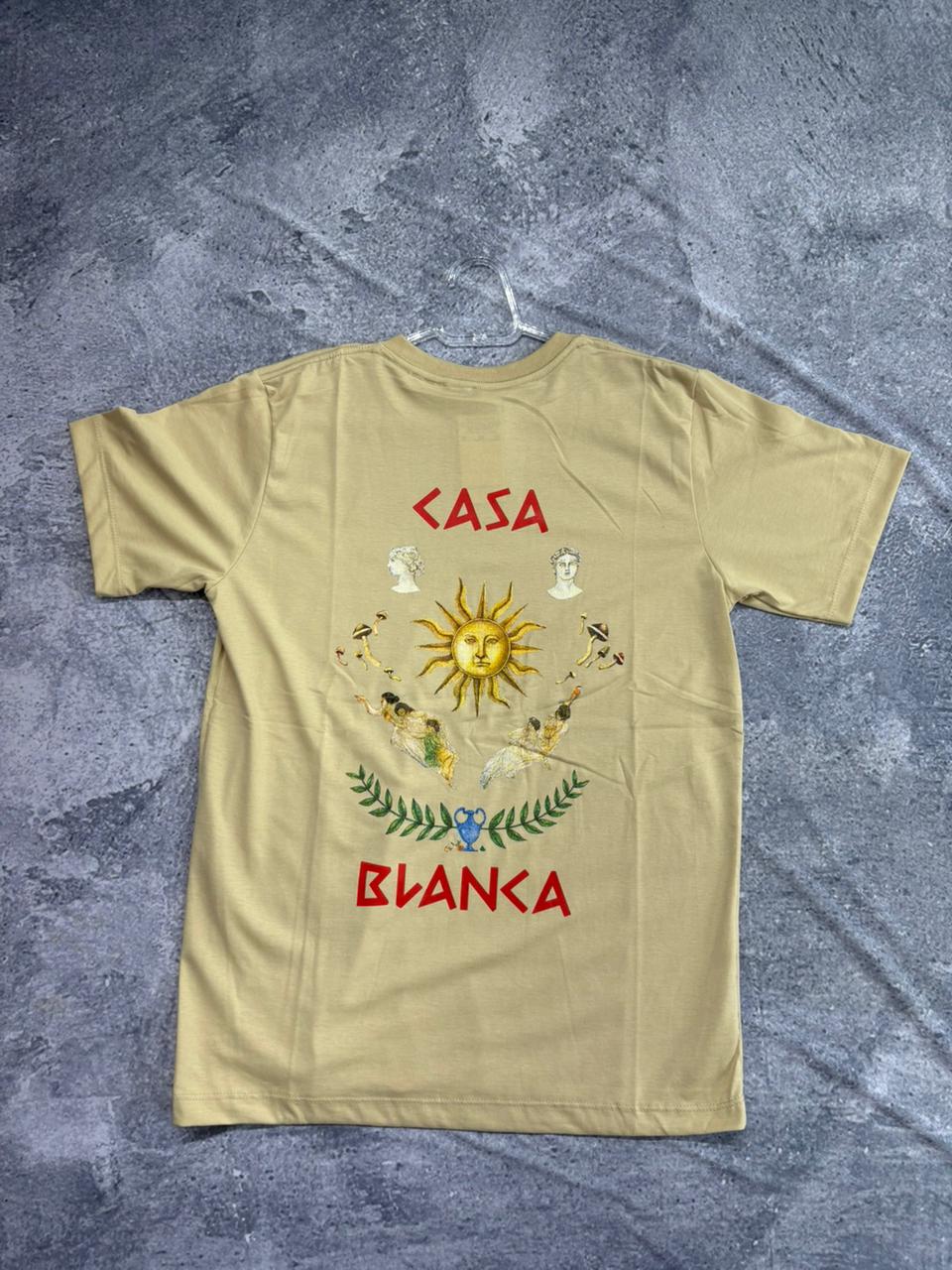 CAMISETA MALHA PREMIUM CASA BLANCA• 30.1 PENTEADA \& LAVADA CASA BLANCA BEGE