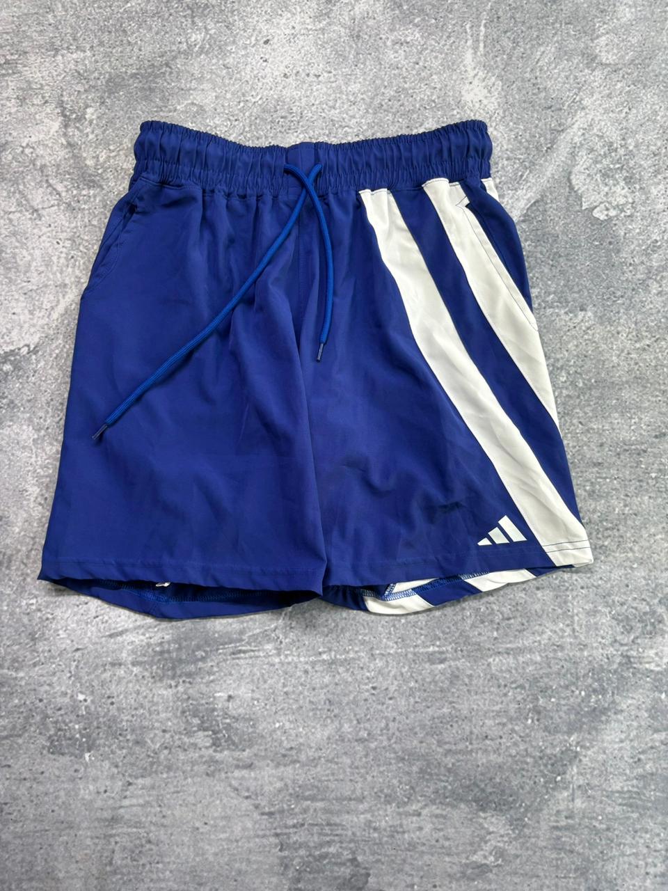 SHORT ELASTANO ADIDAS PREMIUM azul 3 listras