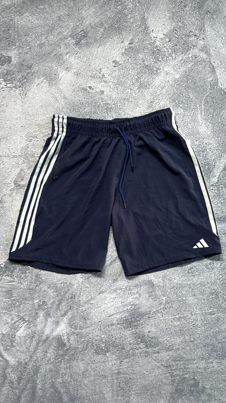SHORT ELASTANO ADIDAS PREMIUM azul 3 listra do incio ao final do short