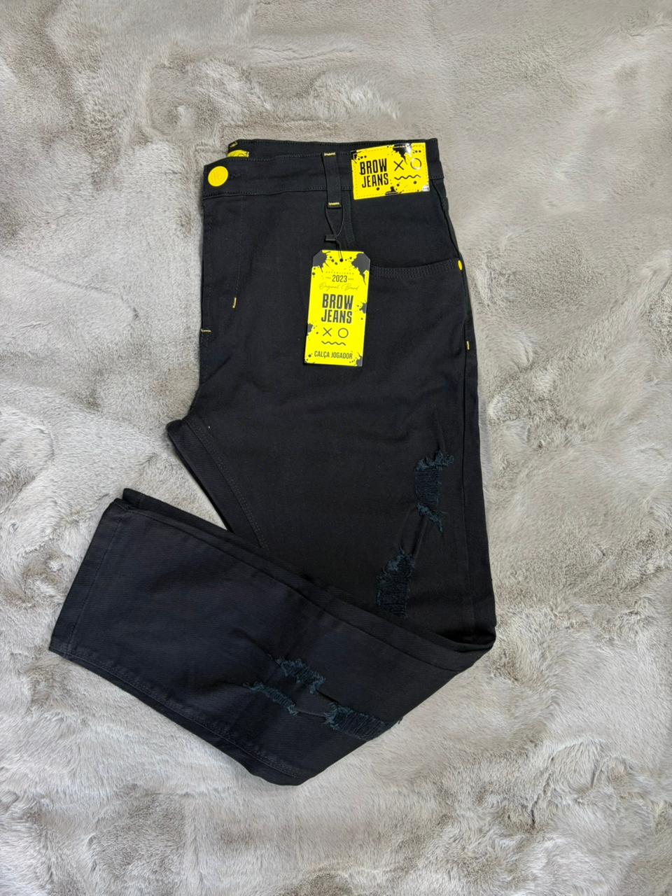 CALÇA JOGADOR BROW JEANS PRETA SEM DETALHE