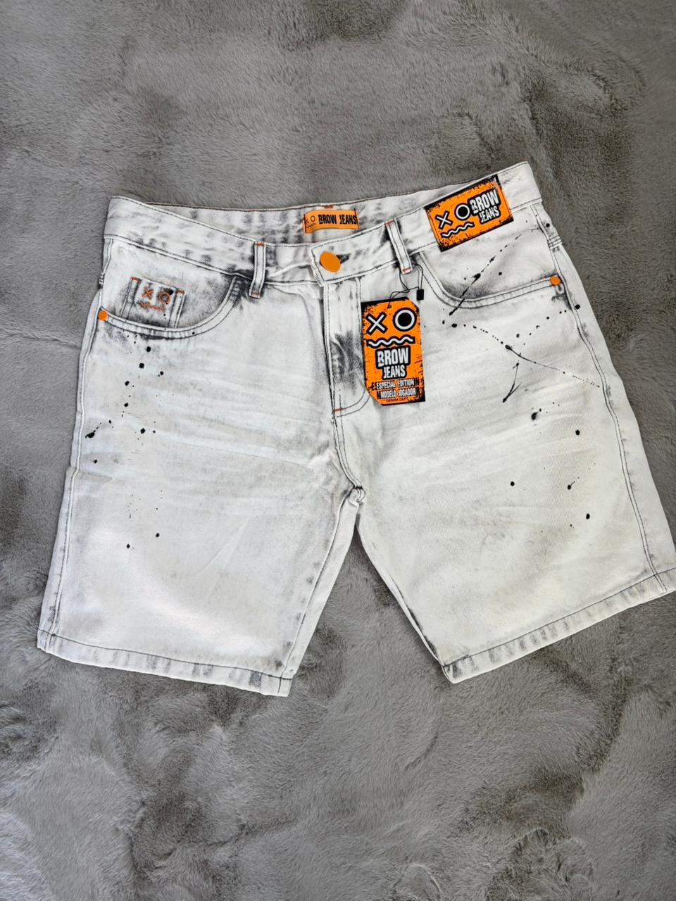 BERMUDA JOGADOR BROW JEANS BRANCO (Etiqueta laranja)